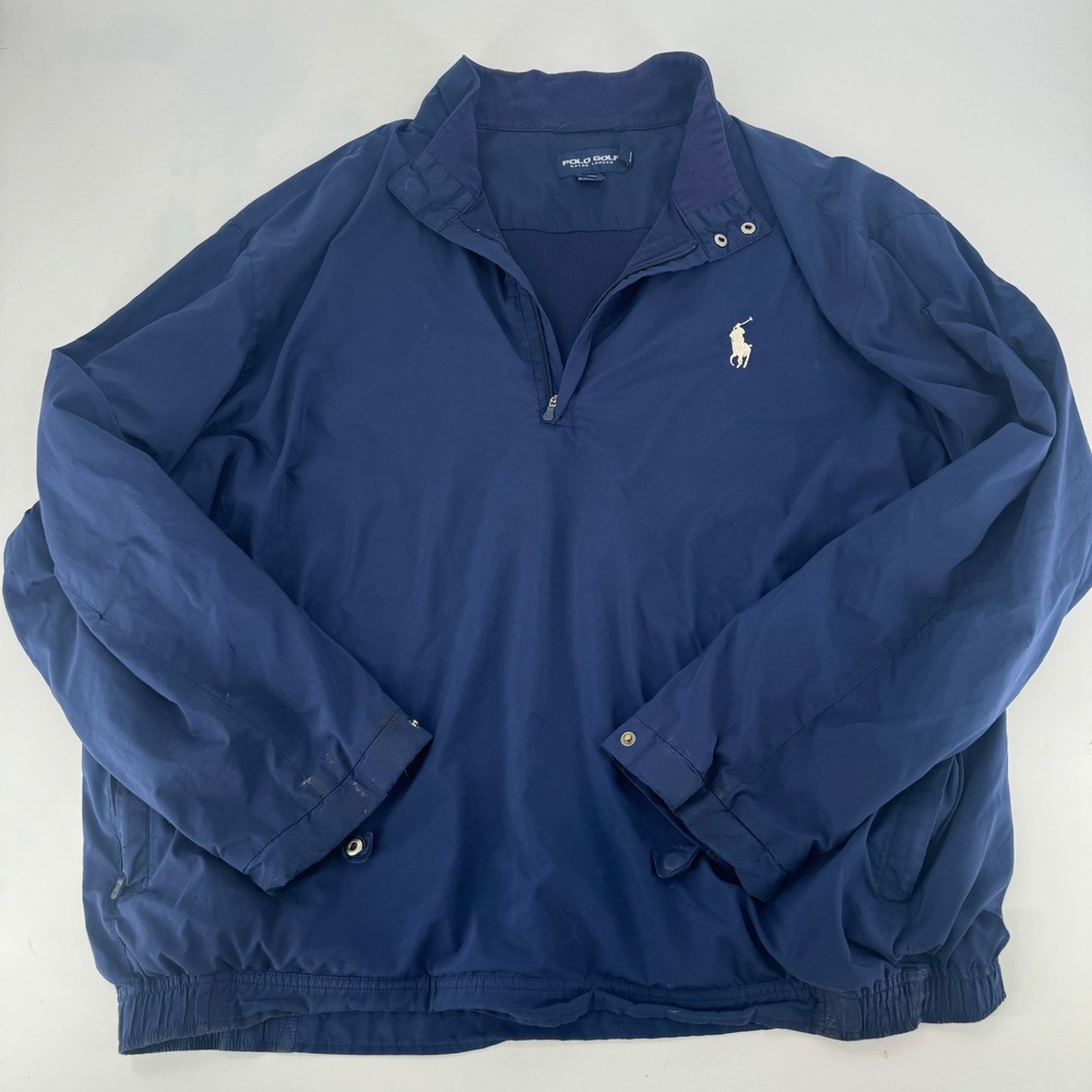 Polo Golf Ralph Lauren Windbreaker Navy Blue Quarter Zip Pullover Mens XXL